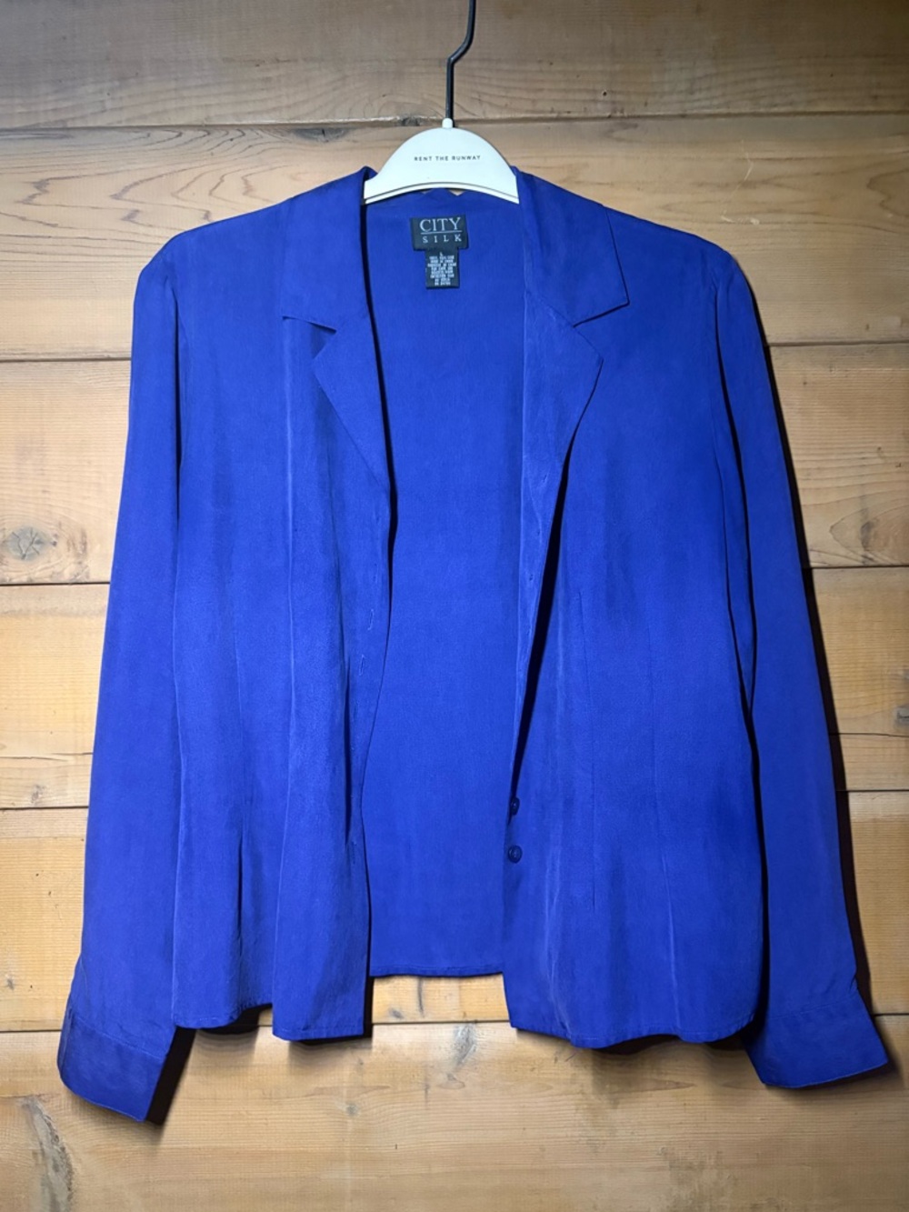 City Silk Blue Button-Down Shirt- Size Large